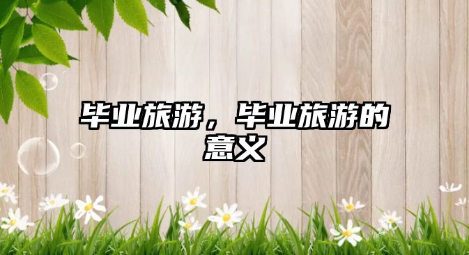 畢業旅游，畢業旅游的意義