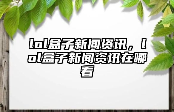 lol盒子新聞資訊，lol盒子新聞資訊在哪看