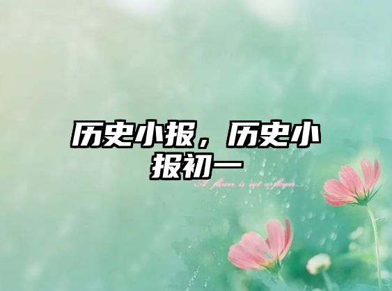 歷史小報，歷史小報初一