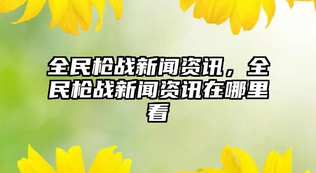 全民槍戰新聞資訊，全民槍戰新聞資訊在哪里看