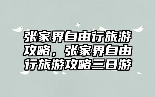 張家界自由行旅游攻略，張家界自由行旅游攻略三日游