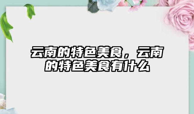 云南的特色美食，云南的特色美食有什么