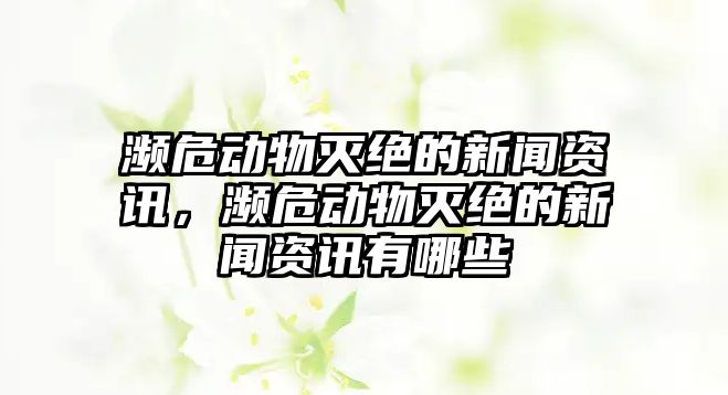 瀕危動物滅絕的新聞資訊，瀕危動物滅絕的新聞資訊有哪些
