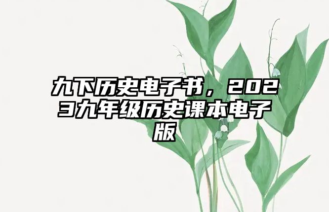 九下歷史電子書，2023九年級歷史課本電子版
