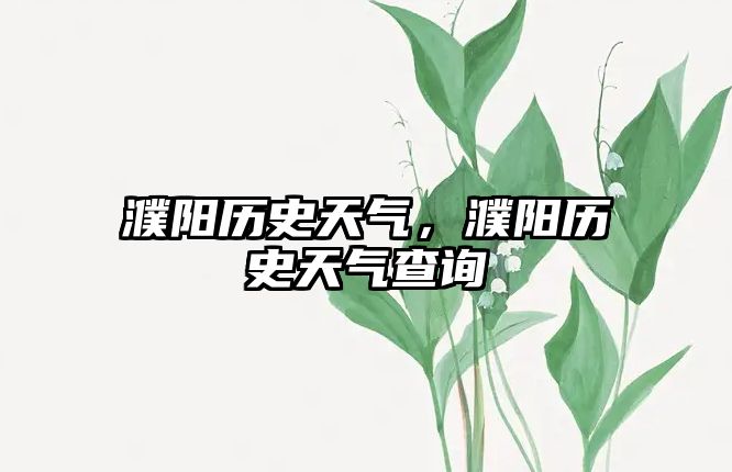 濮陽歷史天氣，濮陽歷史天氣查詢