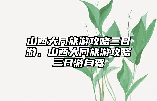 山西大同旅游攻略三日游，山西大同旅游攻略三日游自駕