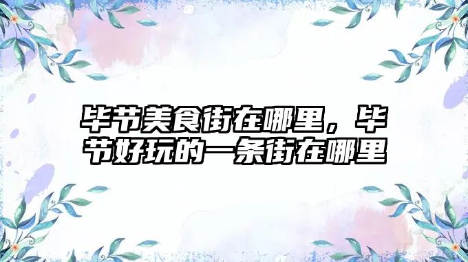 畢節美食街在哪里，畢節好玩的一條街在哪里