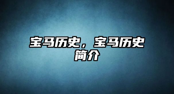 寶馬歷史，寶馬歷史簡介