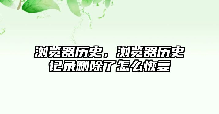 瀏覽器歷史，瀏覽器歷史記錄刪除了怎么恢復