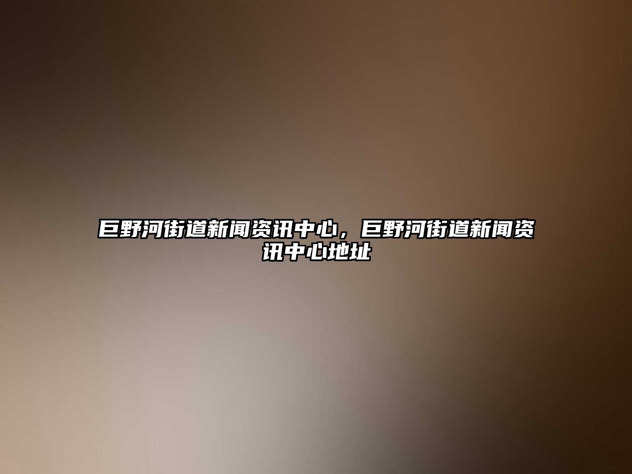 巨野河街道新聞資訊中心，巨野河街道新聞資訊中心地址