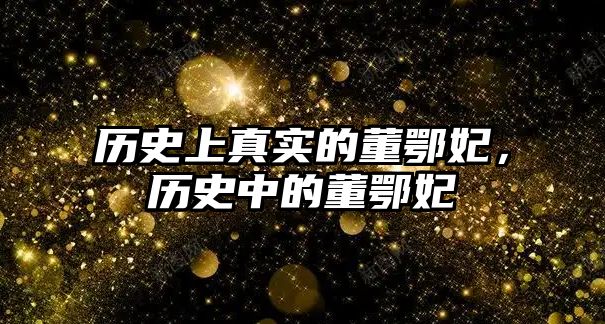 歷史上真實的董鄂妃，歷史中的董鄂妃