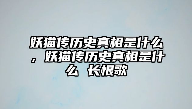 妖貓傳歷史真相是什么，妖貓傳歷史真相是什么 長(zhǎng)恨歌