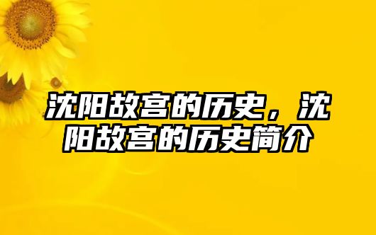 沈陽故宮的歷史，沈陽故宮的歷史簡介