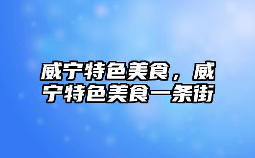 威寧特色美食，威寧特色美食一條街